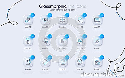 Set of Decreasing graph, Vaccination schedule and Web tutorials line icons for web app. Pictogram icon. Vector Vector Illustration