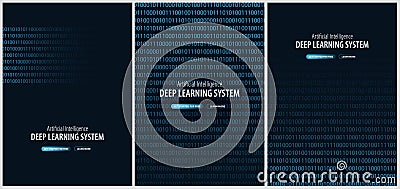 Set of Deep Learning System. Banner for Social Media. Vector Illustration. Vector Illustration