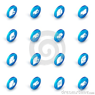 Set Delete folder, Document with download, DOC file document, star, minus, and Cloud upload icon. Vector Vector Illustration