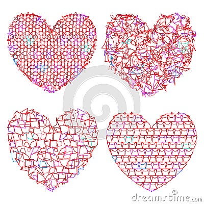 Set of delicate multicolored hearts for decoration. Vector illustration Vector Illustration