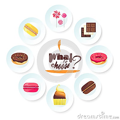 Set of delicious desserts. Vector for a dessert Vector Illustration