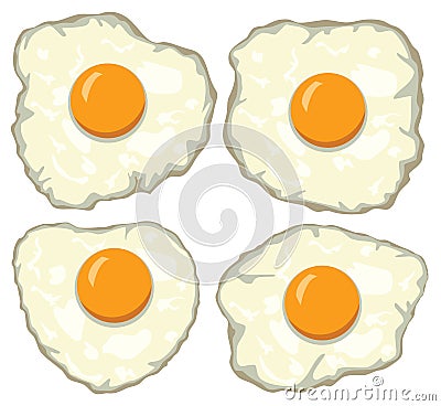 vector set of delicious fried eggs for breakfast Vector Illustration