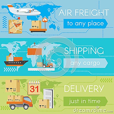 Set of delivery web banners Vector Illustration