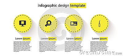 Set Dental clinic location, Tooth, card and explorer scaler. Business infographic template. Vector Stock Photo