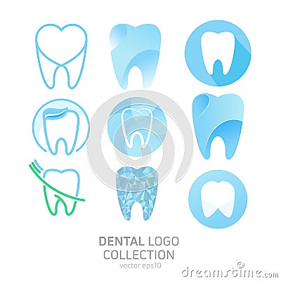 Set of Dental Clinic logo. Heals teeth icon. Dentist office Vector Illustration