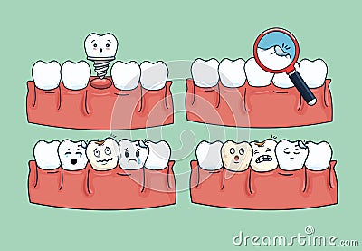 Set dentistry treatment hygiene with medical equipment Vector Illustration