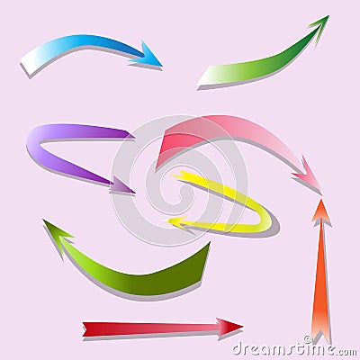 Set design arrow pointers with light shades for your works Vector Illustration