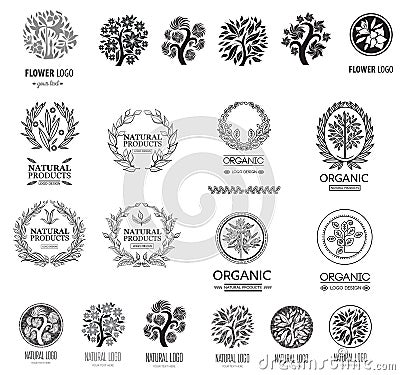 Floral logos set Stock Photo