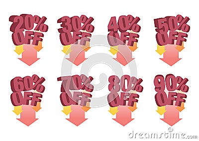Set of design template with 3d percentage symbol. Concept of sale or retail Vector Illustration