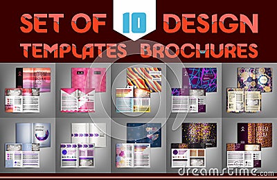 Set of 10 design templates brochures. Vector illustration. Vector Illustration