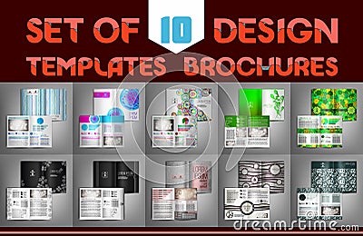 Set of 10 design templates brochures. Vector illustration. Vector Illustration