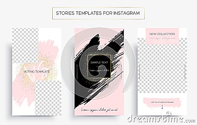 Set of design templates for stories of instagram Vector Illustration