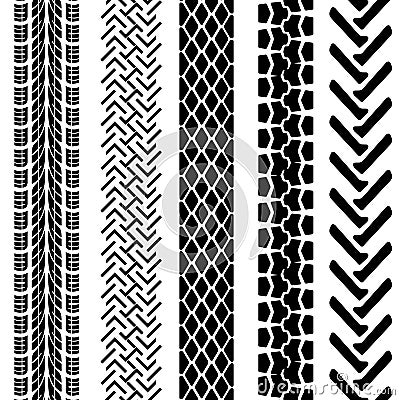 Set of detailed tire prints Vector Illustration