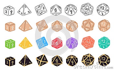 A set of dice for board games. Items for determining random values. Vector illustration Vector Illustration