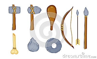 Set of different ancient stone tools vector Vector Illustration