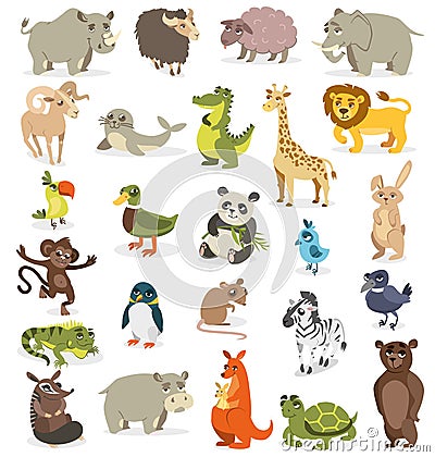 set of different animals on a white background. vector illustration Vector Illustration