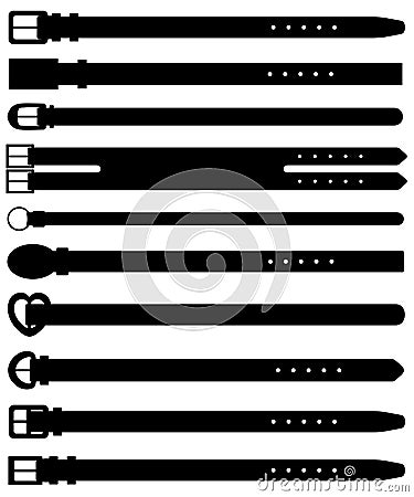 Set of different belts Vector Illustration