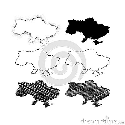 Grunge Ukraine maps silhouettes set Vector Illustration