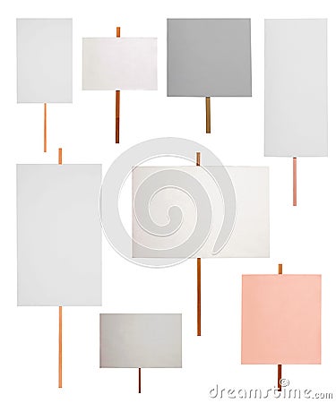 Set with different blank protest signs on white background Stock Photo