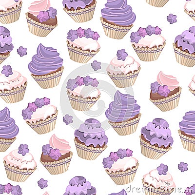 Set with different cakes Vector Illustration