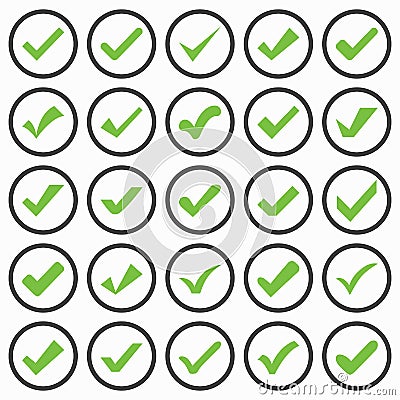 Set of different check marks or ticks. Stock Photo