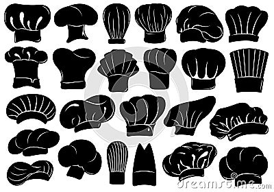 Set of different chef hats isolated Vector Illustration