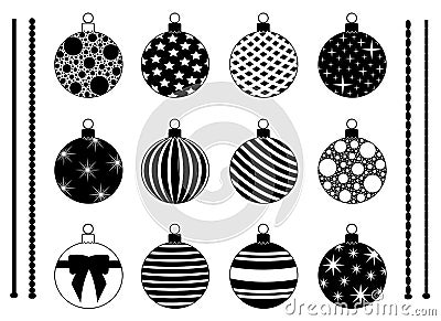 Set of different Christmas decorations Vector Illustration