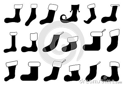 Set of different Christmas socks Vector Illustration