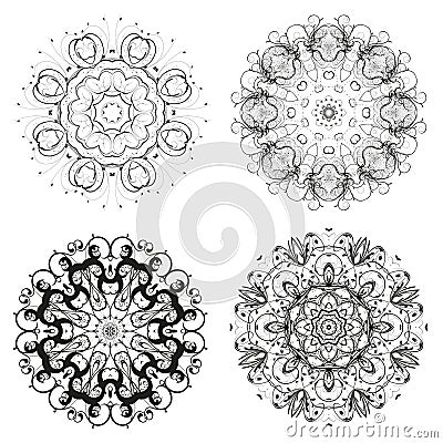 Set of different circular symmetric patterns Vector Illustration