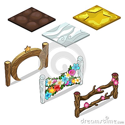 Set of different coatings and fence for croft Vector Illustration