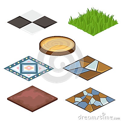 Set of different coatings for house and croft Vector Illustration