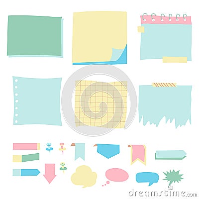 Set of different color sheets of vector papers sticky note Vector Illustration