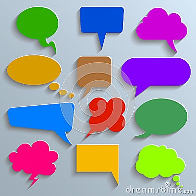 Set different colored empty speech bubble, chat sign - vector Stock Photo