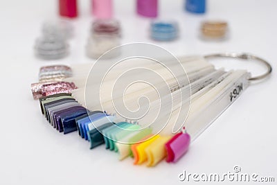 Set of colored nail patterns on white background Stock Photo