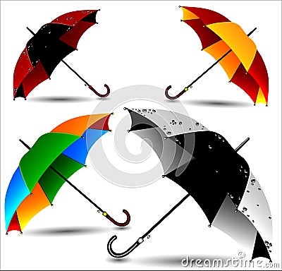 Set of different colored umbrellas Vector Illustration