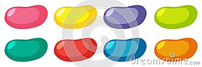 Set of different colors jelly beans on white background Vector Illustration