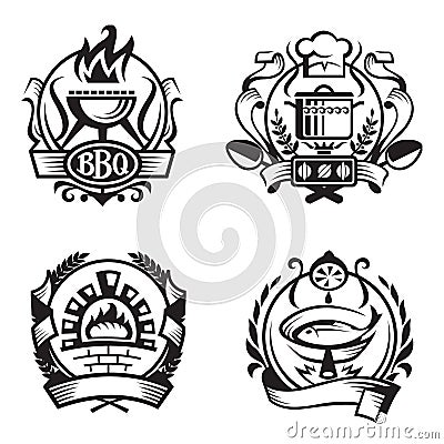 Set of different cooking banners Vector Illustration