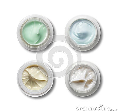 Set of 4 different cosmetics cream Stock Photo