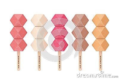 Set of Different Cube Ice Cream. 3d Rendering Stock Photo