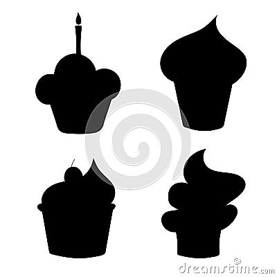 Set of different cupcakes silhouette. Dessert vector illustration design Vector Illustration