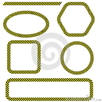 Set of Different Danger Tape Frames Vector Illustration