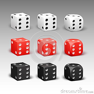 Set of Different Dice Vector Illustration