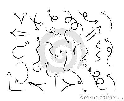 Set of different doodle arrows Vector Illustration
