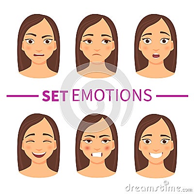 Set of different emotions Vector Illustration