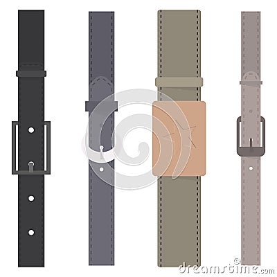 Set of different flat colored belts, vector illustration Vector Illustration