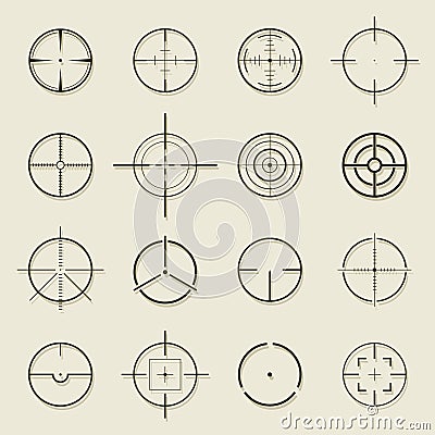 Set of different flat Crosshair sign icons. Vector Illustration Vector Illustration