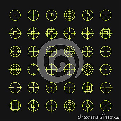 Set of different flat vector crosshair sign icons Vector Illustration