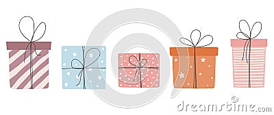 Set of different gift boxes Vector Illustration