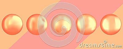 Set of different golden round pearls. Photorealistic vector design elements for any compositions Vector Illustration