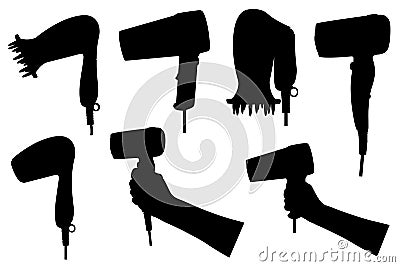 Set of different hair dryers Vector Illustration